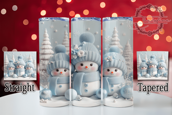 3D Blue Snowman Christmas Tumbler