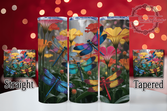 3D Colorful Dragonfly Tumbler