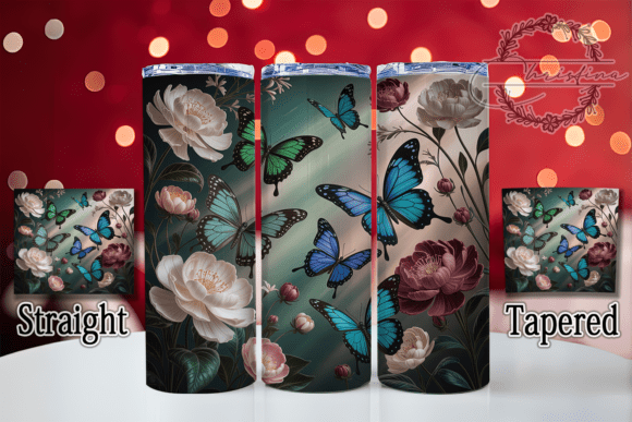 3D Elegant Green Butterfly Tumbler