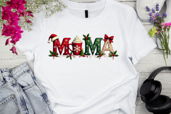 3D Embossed MAMA Text with Santa Hat