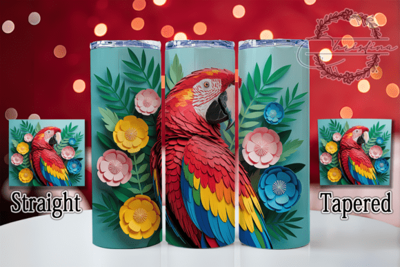 3D Floral Exotic Parrot Tumbler