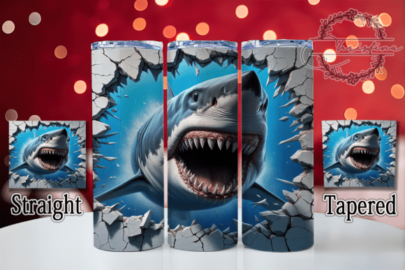 3D Ocean Shark Hole Tumbler
