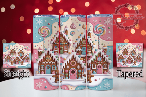 3D Pastel Gingerbread House Tumbler