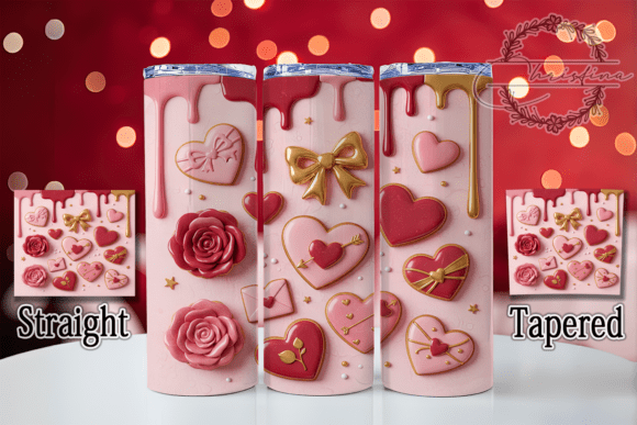 3D Pink Cookie Heart Tumbler Design
