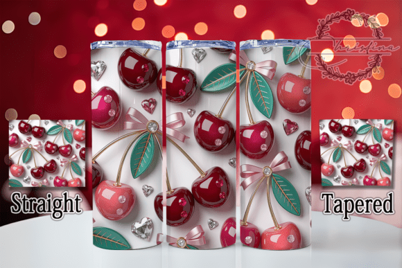3D Pink Coquette Cherry 20oz Tumbler Design