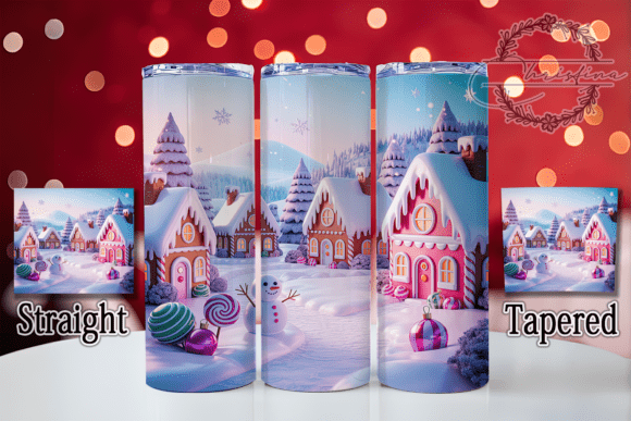 3D Pink Gingerbread Village Tumbler