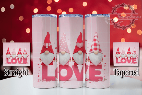 3D Pink Valentine Gnome Tumbler Design
