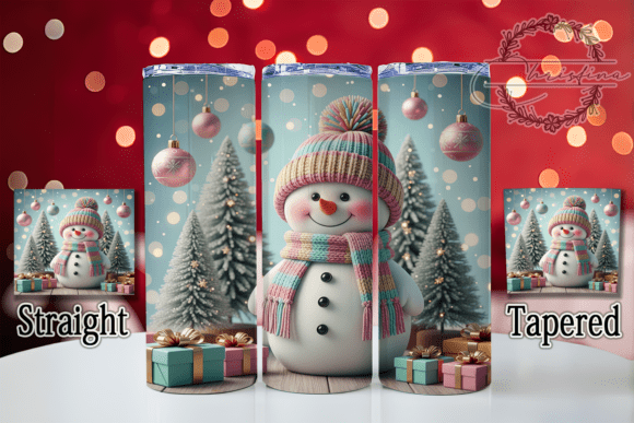 3D Rainbow Snowman Christmas Tumbler