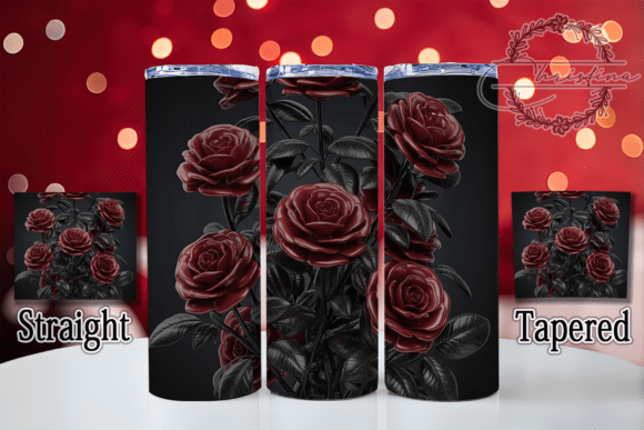 3D Red Black Roses Tumbler