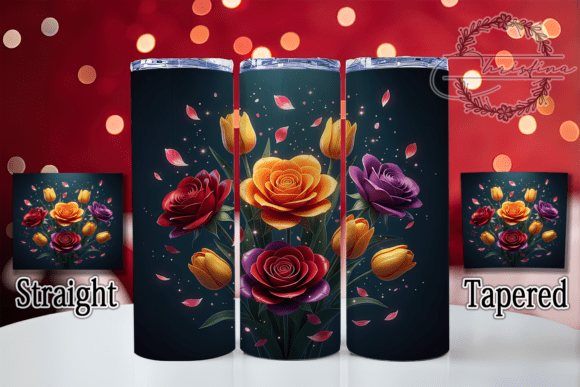 Elevate Your Drinkware Projects with the 3D Vibrant Elegant Roses Tumbler Design