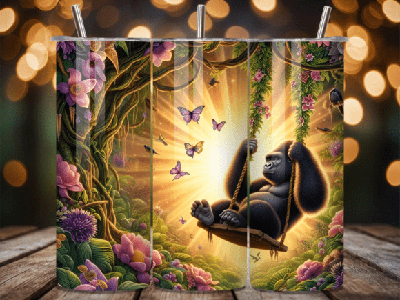 Gorilla Floral Jungle 3D Tumbler Wrap