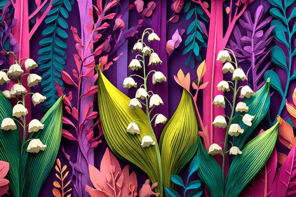 Vibrant Paper Art Forest 3D Botanical